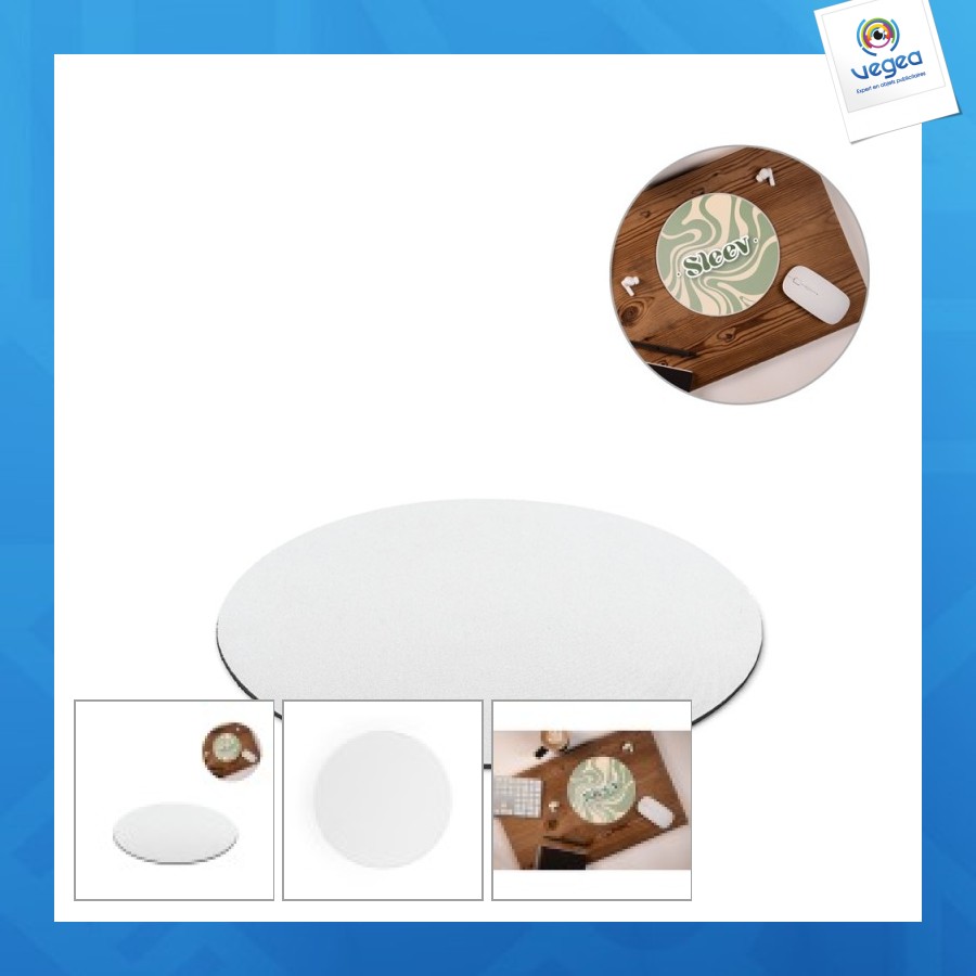 Blair round. tapis de souris promotionnel rond avec base en caoutchouc