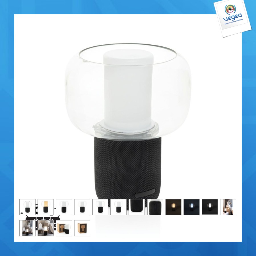 Lampe avec haut-parleur 10w en plastique recyclé rcs lux
