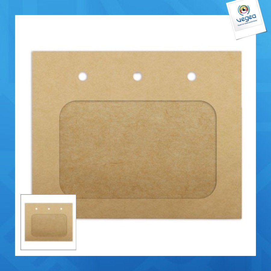 Porte-badge publicitaire kraft 11,5x9,2cm