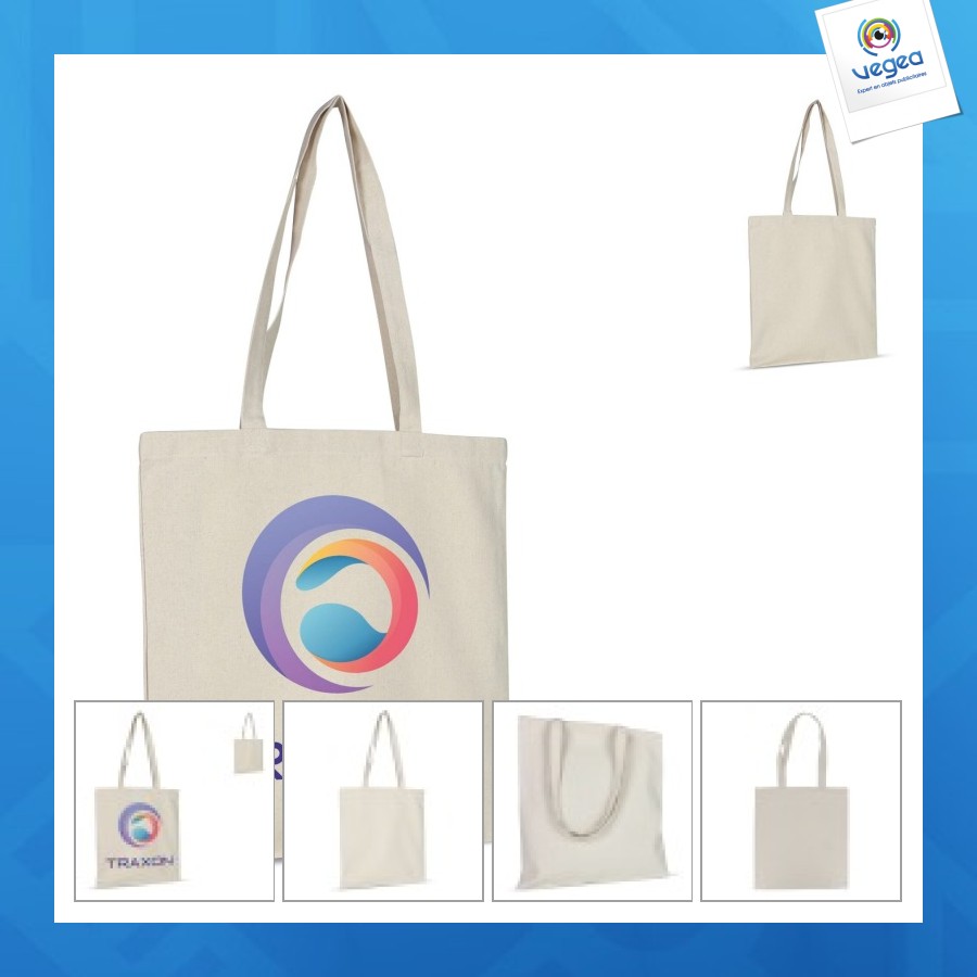 Sac personnalisé nature long 220g/m² 38x42cm