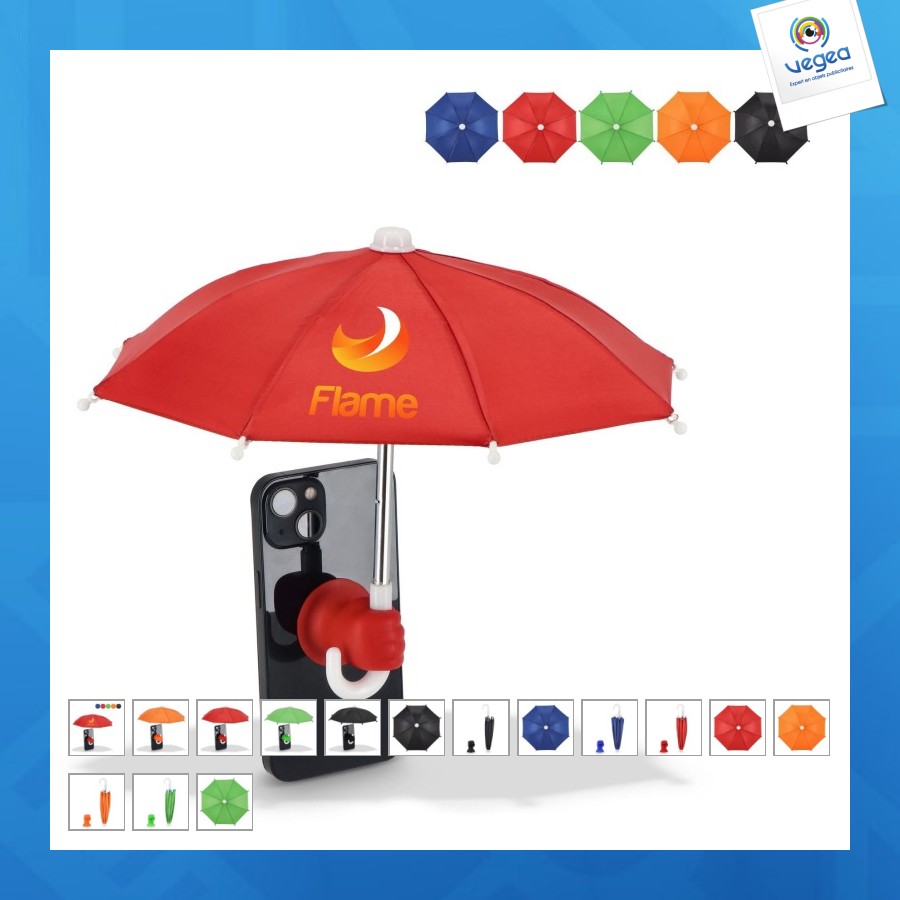 Parapluie pour téléphone avec support personnalisable à ventouse