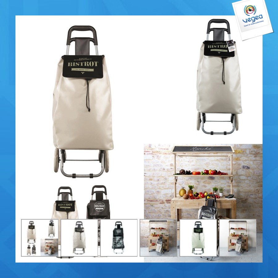 Chariot promotionnel shopping bistrot 2 roues, 2-fois assorti