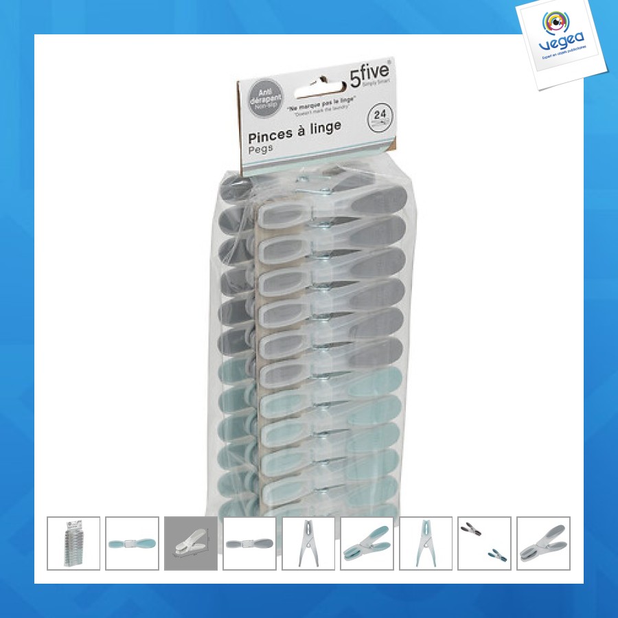 Pince linge x24 rubber, multicolore