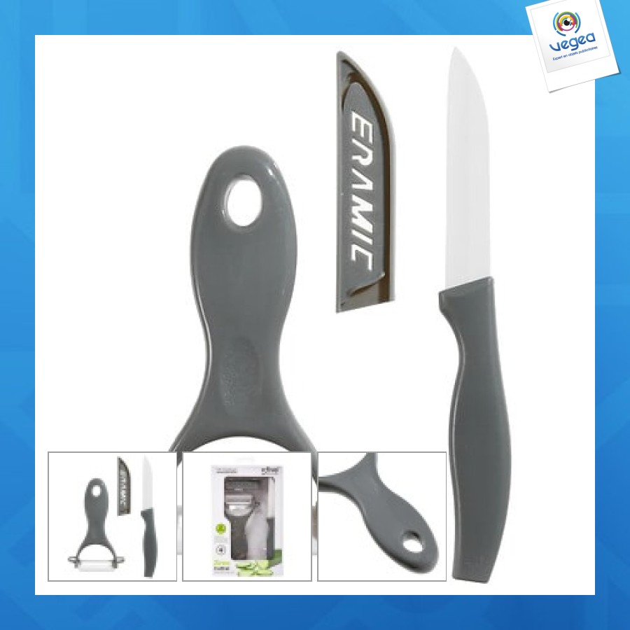 Lot couteau epluch cera zirco, gris