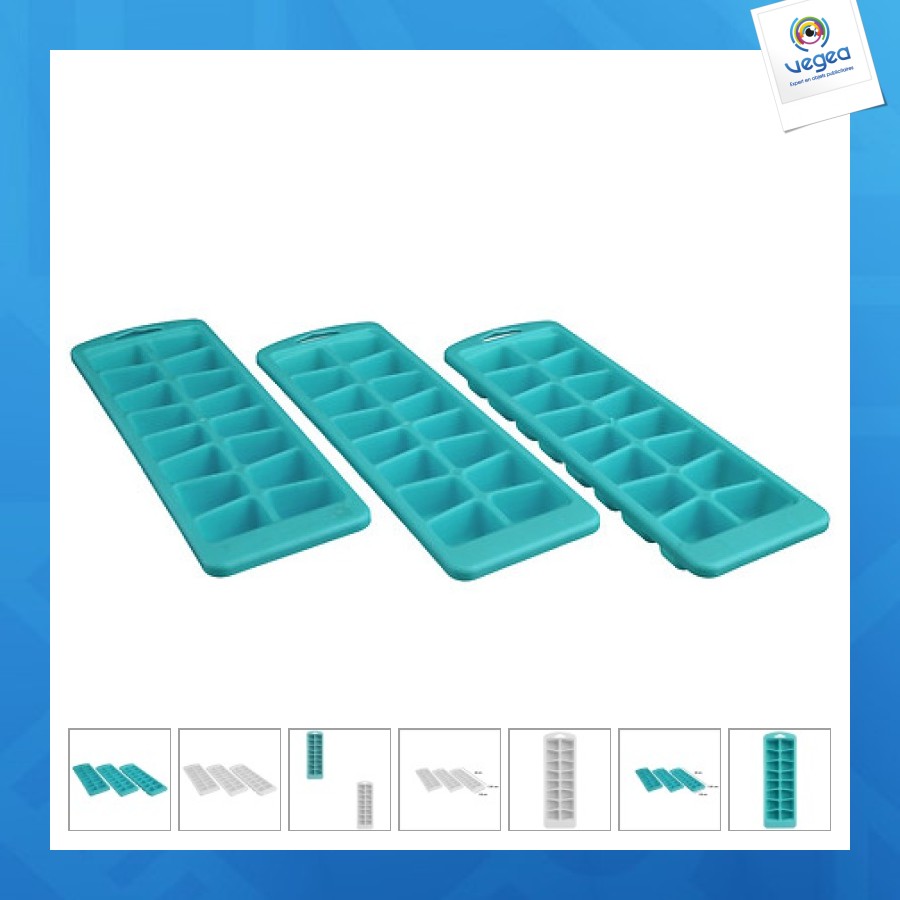 Lot bac glaçons x3 polypropylène 16 assorti, 2-fois