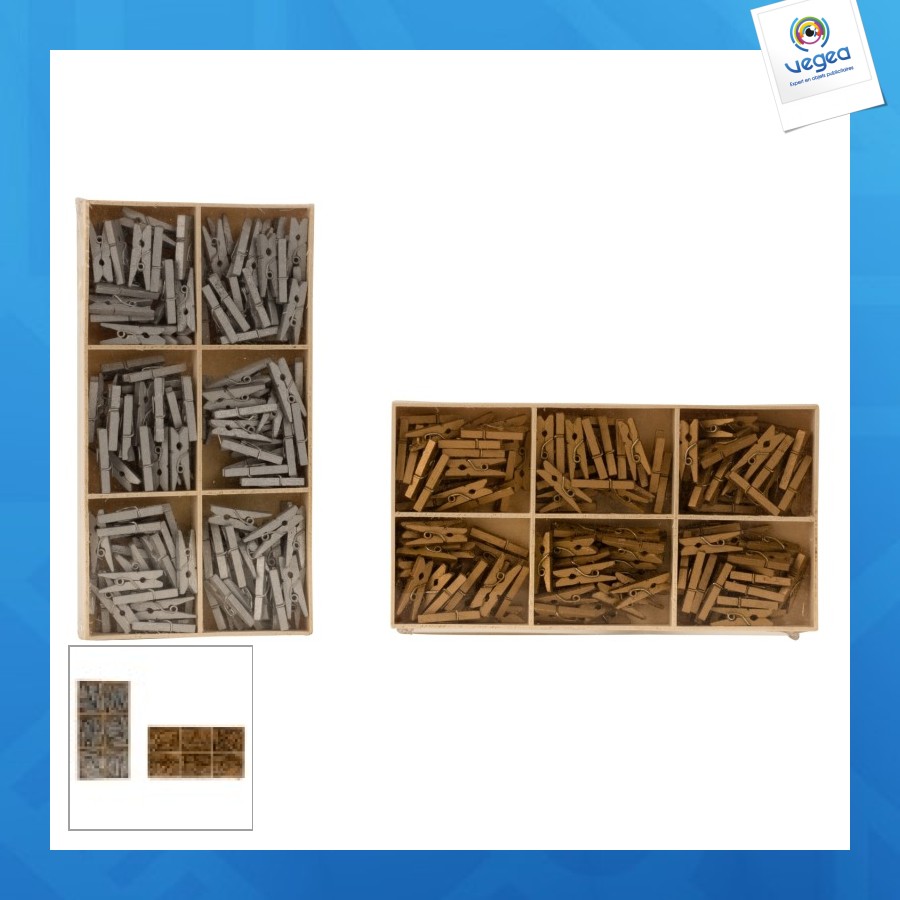 Pinces à linge personnalisables en bois or / argent l 2,5cm, prix