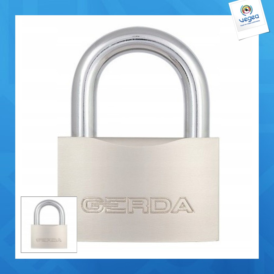 Cadenas personnalisable renforcé 50mm laiton gerda 3 clés