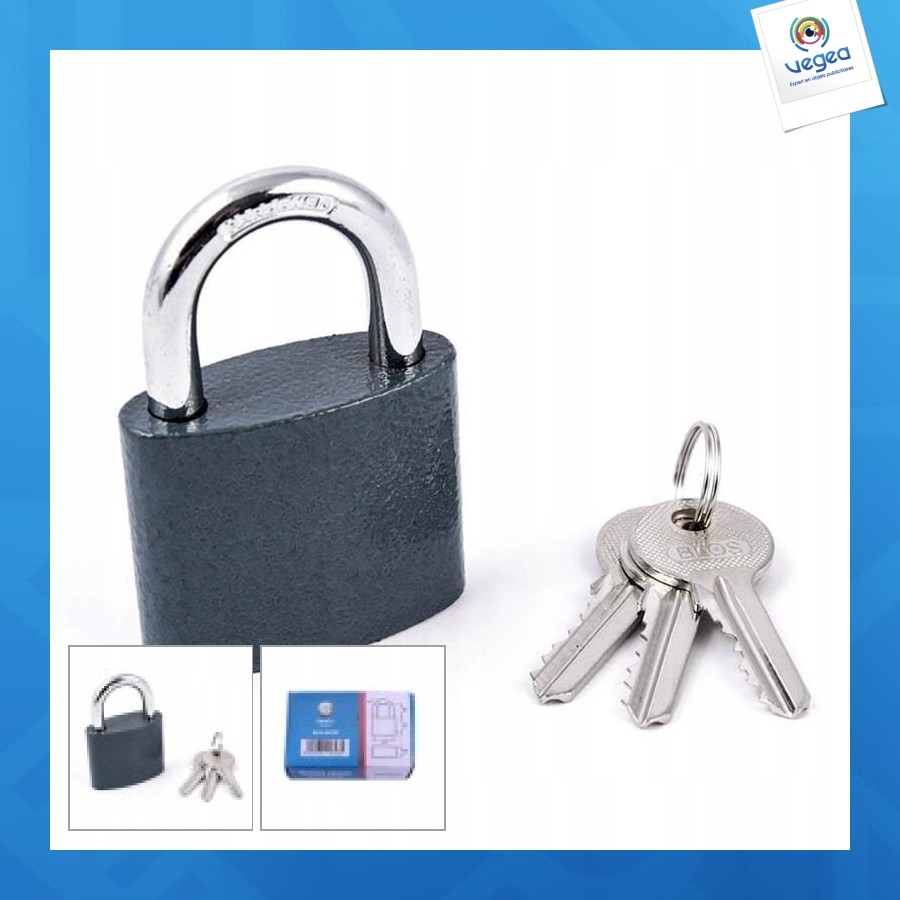 Cadenas publicitaire en fer verni blos 30mm clés