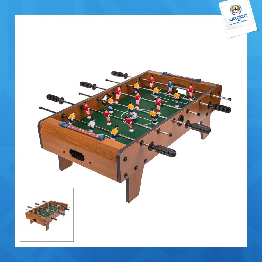 Jeu de baby-foot avec logo en bois avec pieds