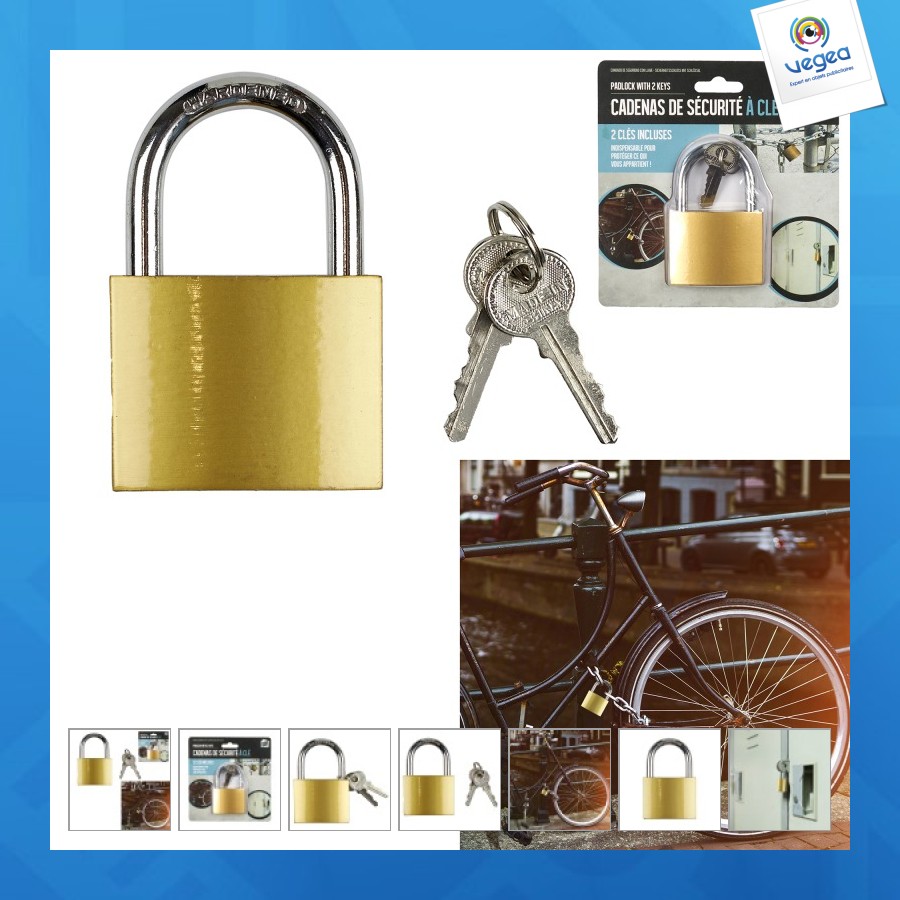 Cadenas publicitaire de sécurité à clé h8.6cm