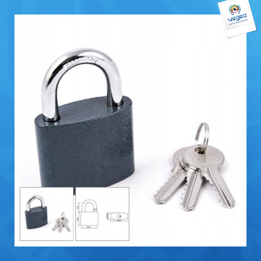 Cadenas personnalisable brevet 40mm, clés