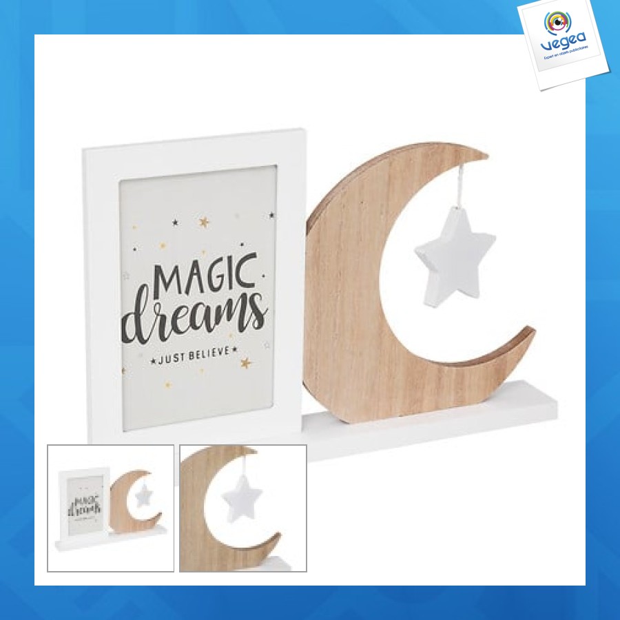 Cadre photo promotionnel mdf lune 10x15, blanc