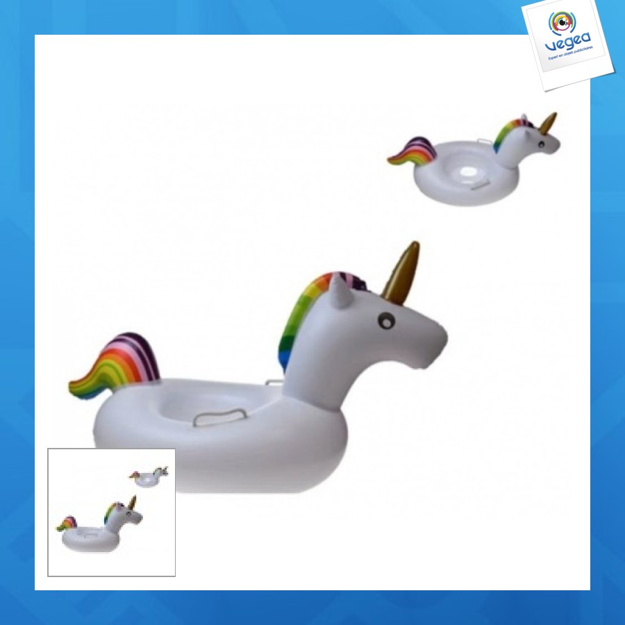 Bouée gonflable personnalisable licorne, environ 70cm, avec poignées