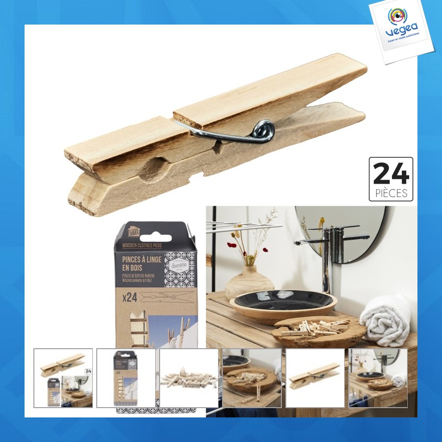 Pince à linge promotionnelle bois x24