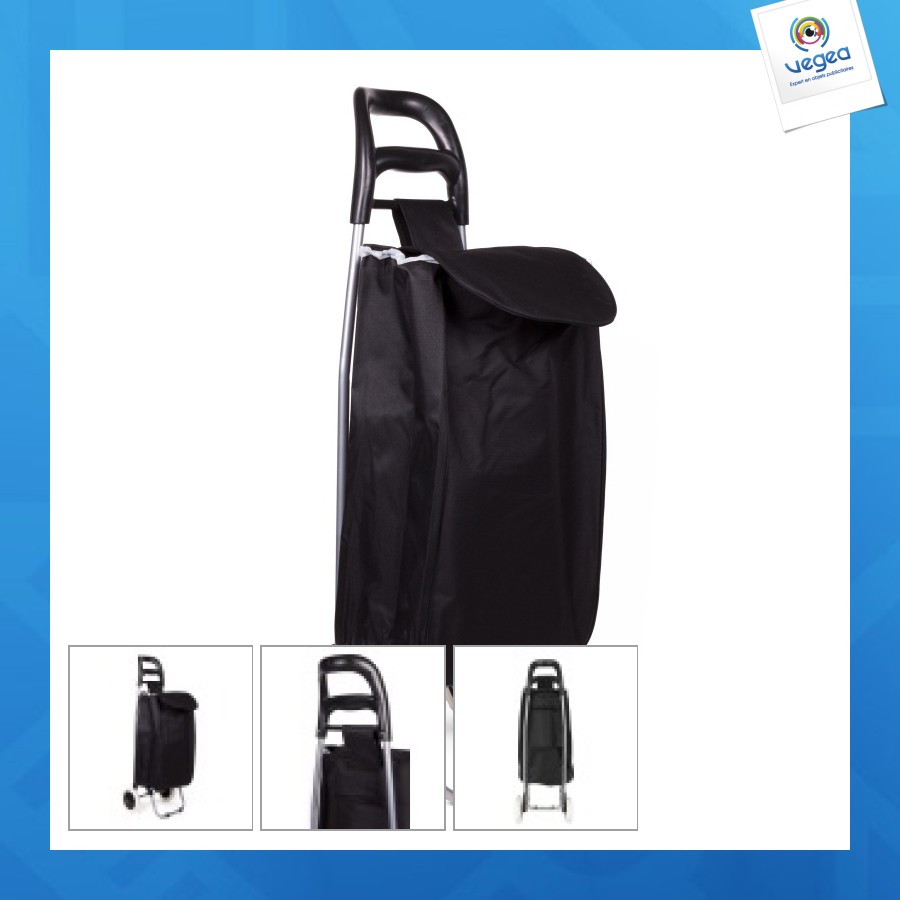 Chariot de courses publicitaire 92 x 32 x 21 cm noir