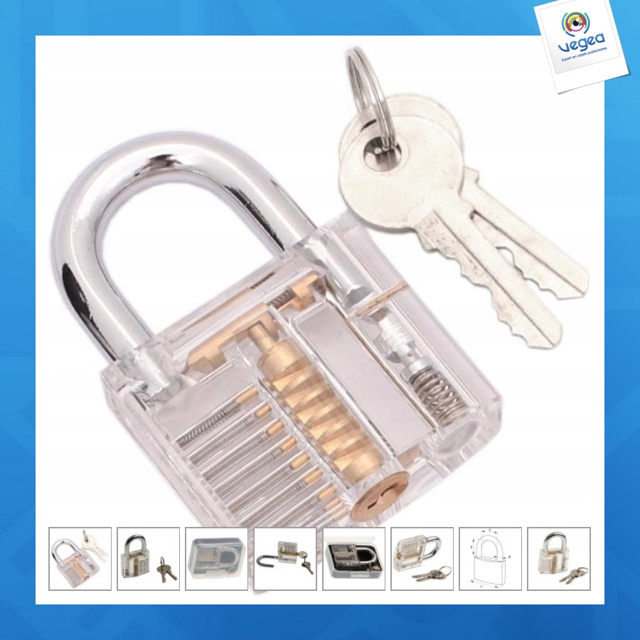 Cadenas promotionnel à empiècement transparent 50mm, anti-effraction