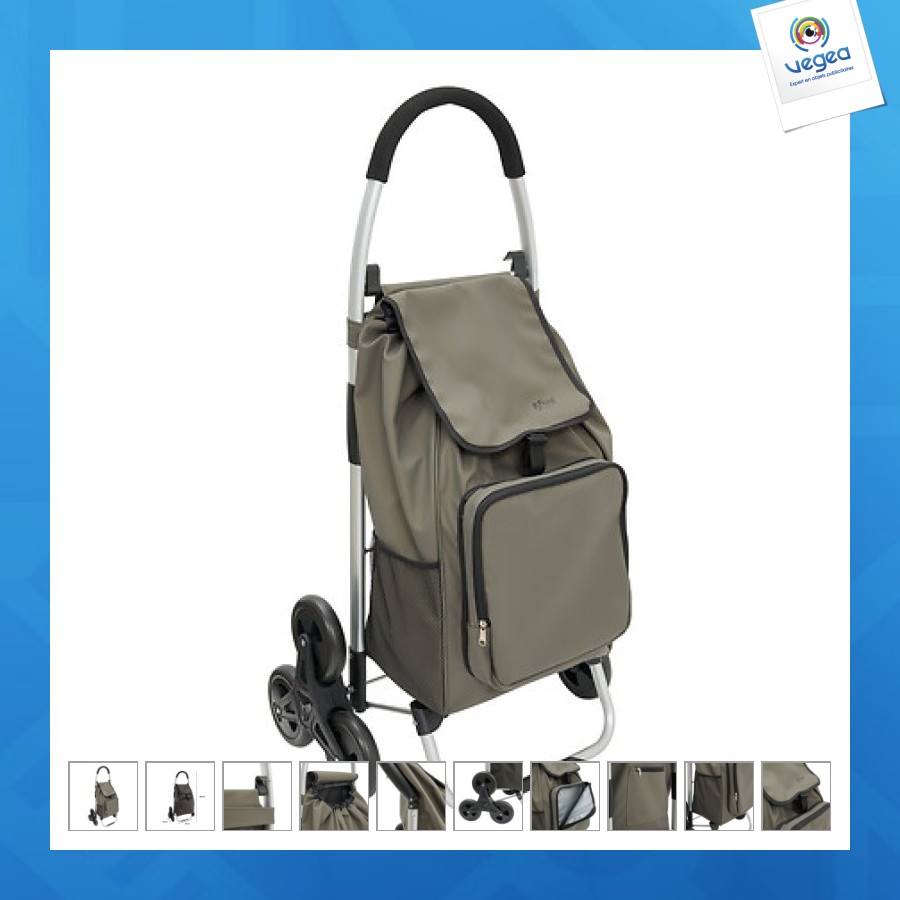 Chariot personnalisé 6roues alu verre cire, vert kaki