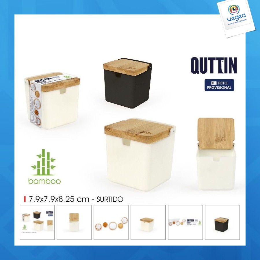 Sucrier personnalisable avec couvercle en bambou quttin