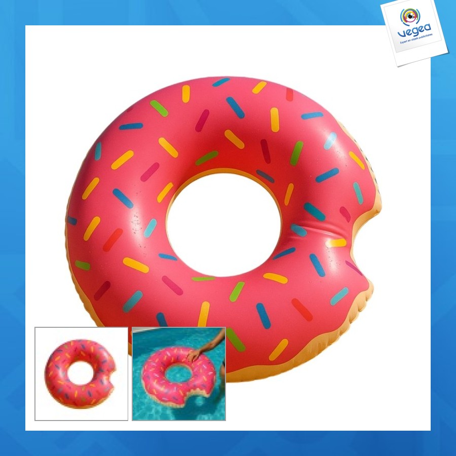 Bouée gonflable publicitaire géante forme donut 105cm multicolore