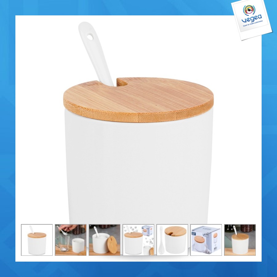 Sucrier personnalisable en céramique blanche