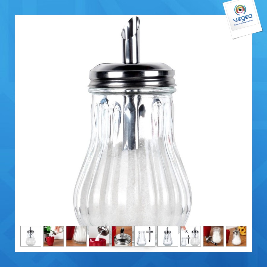 Sucrier personnalisable en verre avec doseur 190ml