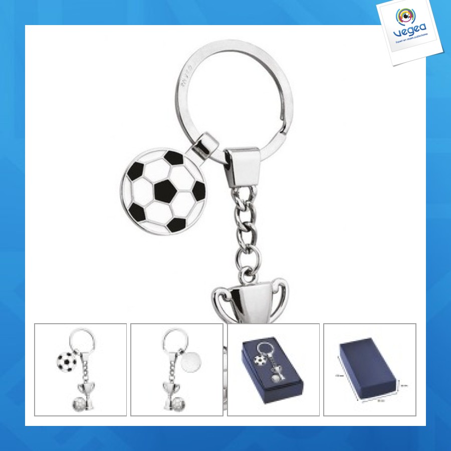 Porte-clés publicitaire coupe avec balle et jeton
