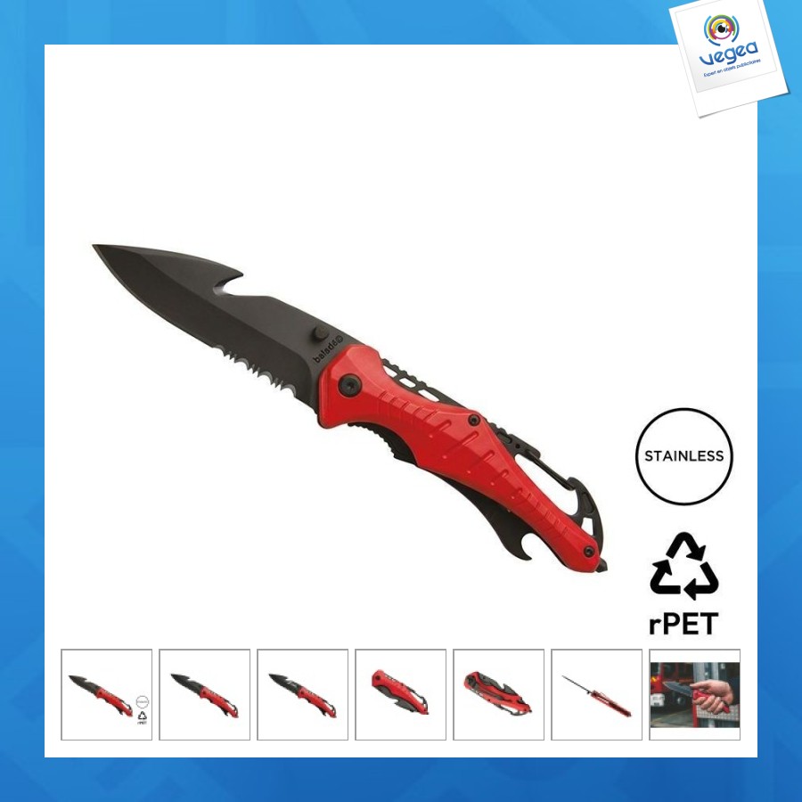 Couteau de sécurité personnalisé 'emergency', rouge