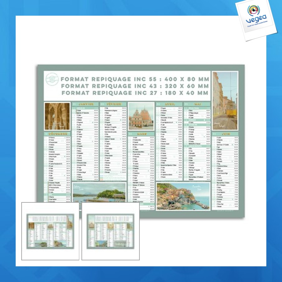 Calendrier bancaire thématique voyage en europe