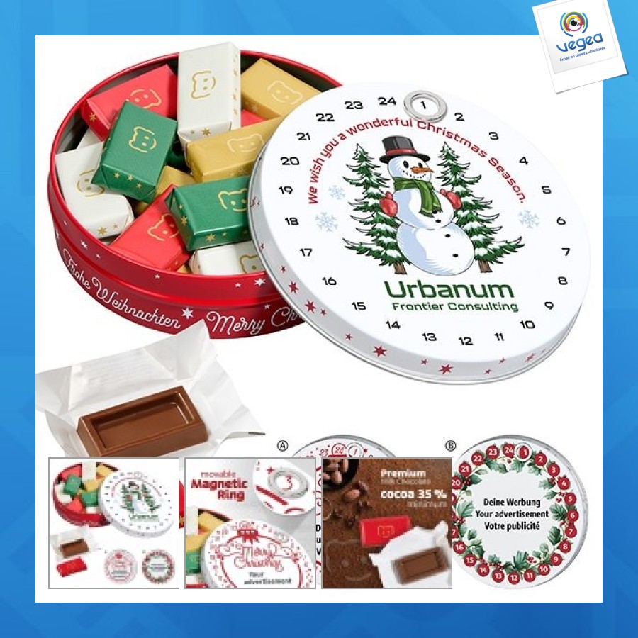 Calendrier de l'avent magnétique avec des napolitains de choco company