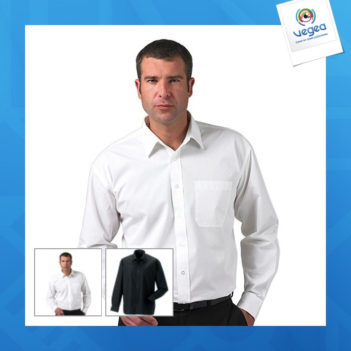 Chemise en popeline pur coton manches longues russell collection