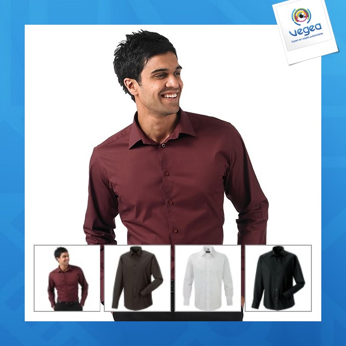 Chemise ajustée manches longues homme russell collection