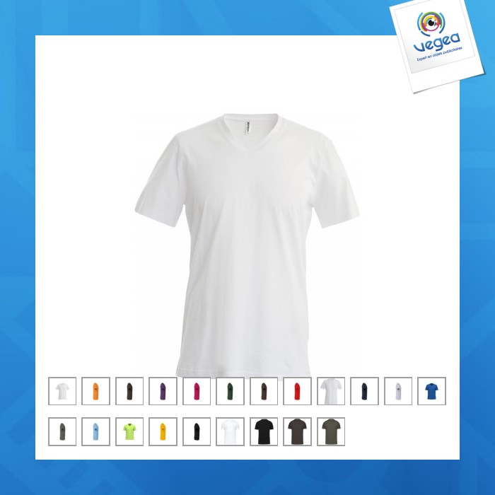 Tee-shirt homme manches courtes encolure v kariban
