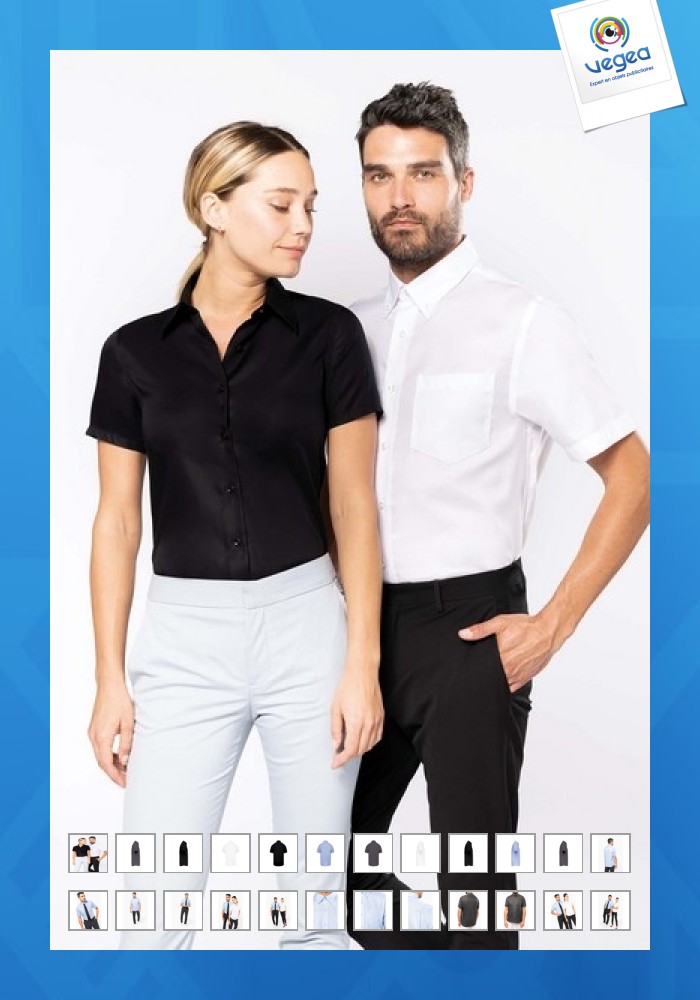 Chemise manches courtes personnalisable sans repassage