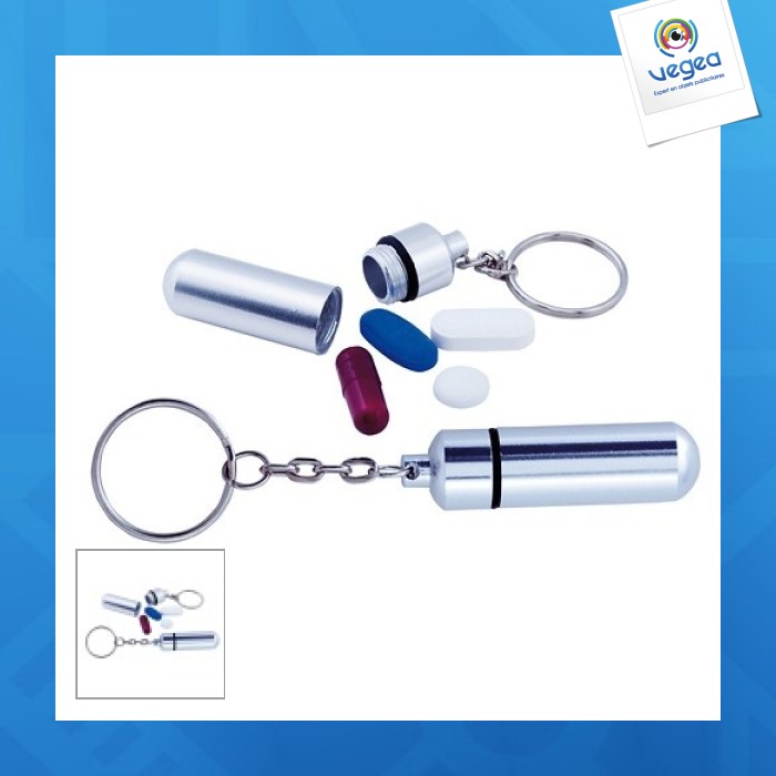 Porte-clés pilulier publicitaire