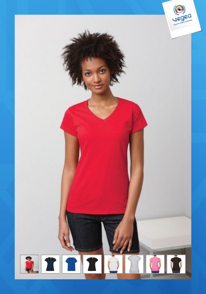Tee-shirt femme col v soft style gildan promotionnel