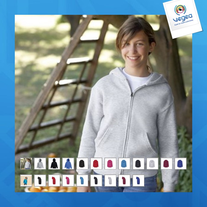 Sweat capuche grand zip enfant