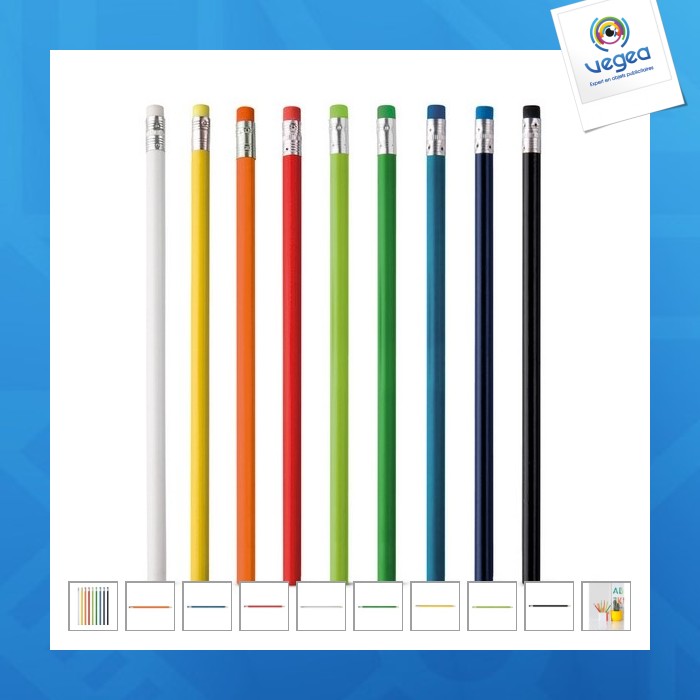 Crayon à papier promotionnel hb, non taillé, bout gomme