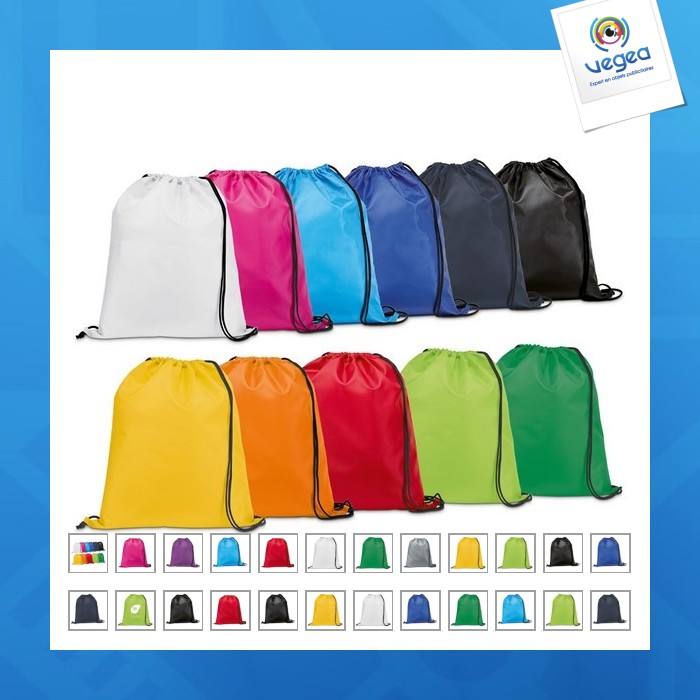 Sac à dos ficelle avec logo 210d