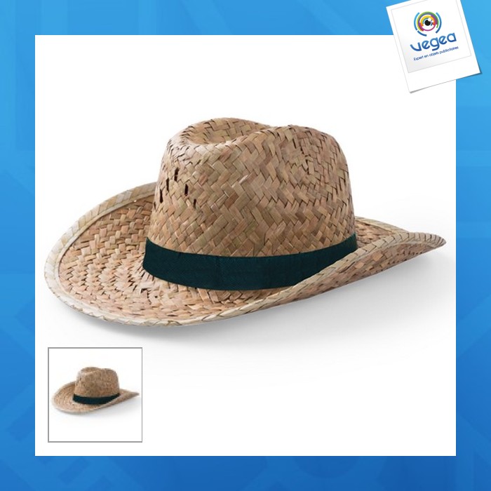 Chapeau de paille avec logo en palme