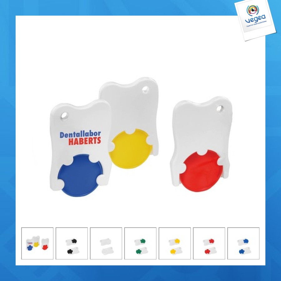 Porte-clés jeton publicitaire 1€ dent