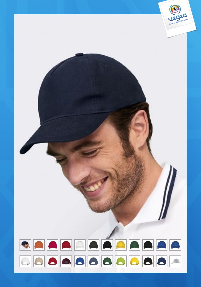 Casquette publicitaire 5 pans coton épais