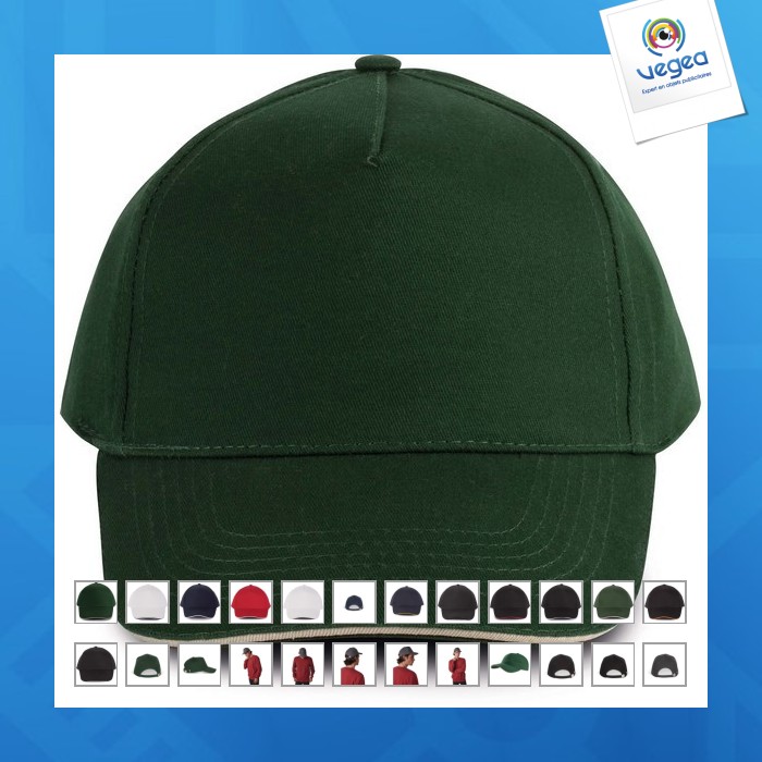 Casquette avec logo 5 pans sandwich contrasté