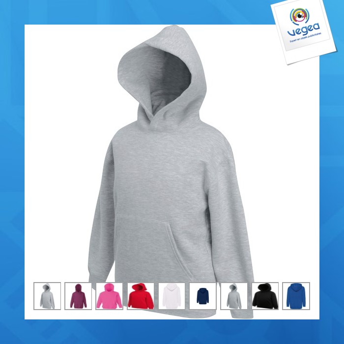 Sweat-shirt personnalisé capuche enfant fruit of the loom