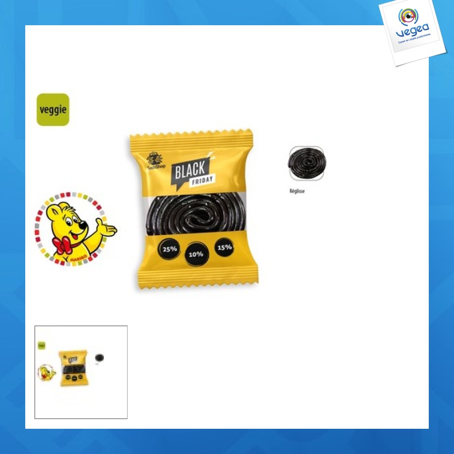 Haribo rouleau rotella à la réglisse personnalisable en sachet promo