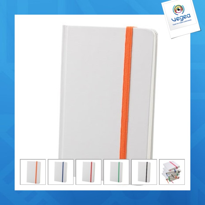 Carnet publicitaire de notes a6 blanc avec élastique