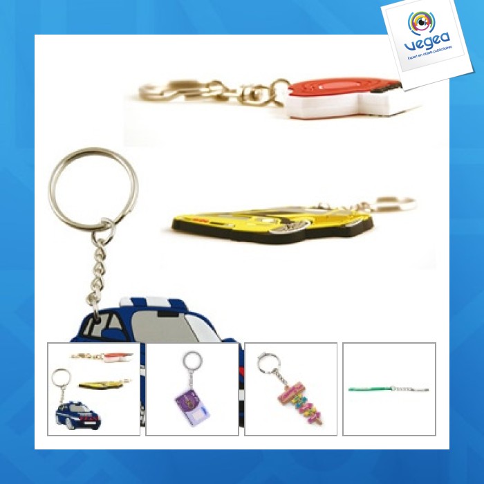 Porte-clés pvc personnalisé souple 2d fond plat, 40x20mm