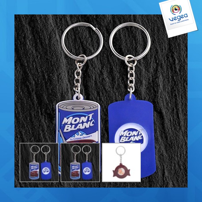 Porte-clés pvc avec logo souple + jeton métal