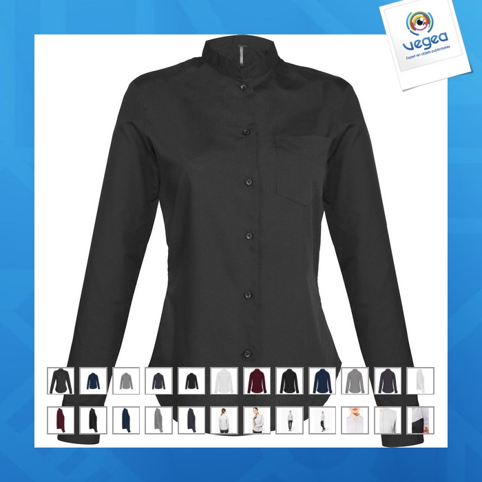 Chemise col mao manches longues femme
