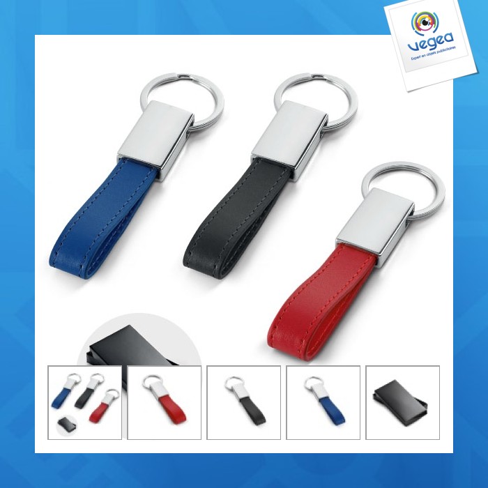 Porte-clés en métal et simili cuir