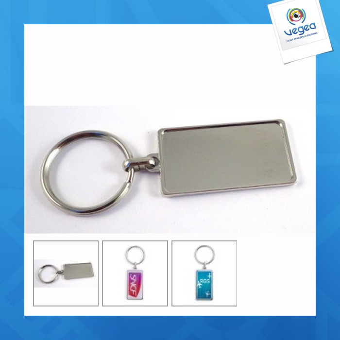 Porte-clés personnalisé zamac forme rectangle délai 7 jours